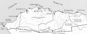 black and white map of the northern regions of Alaska